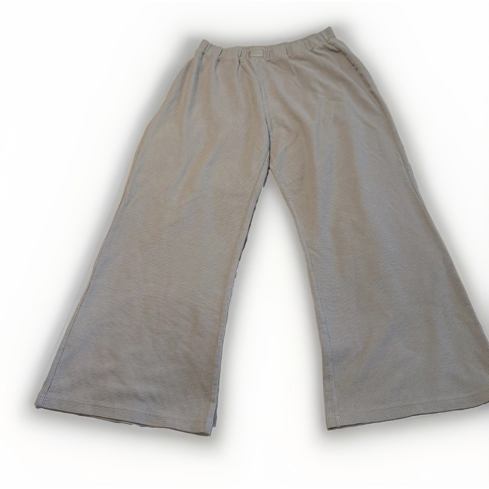 Comfrt Waffle Lounge Pants 3XL Gray Wide Leg Plus Size Cozy
